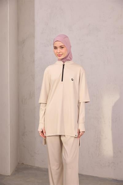 Tayt Eklentili Sweat Taş