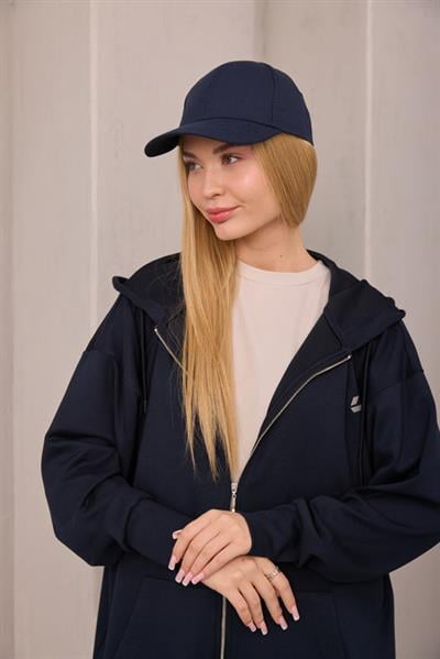 Lacivert Oversize Kapüşonlu Hırka