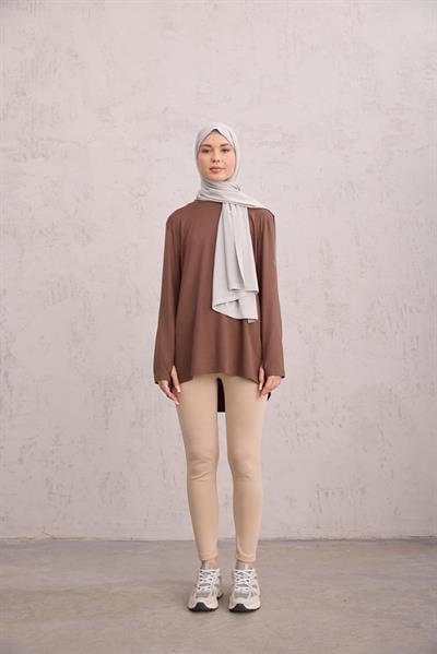 Parmak Detaylı Tunik Kahve