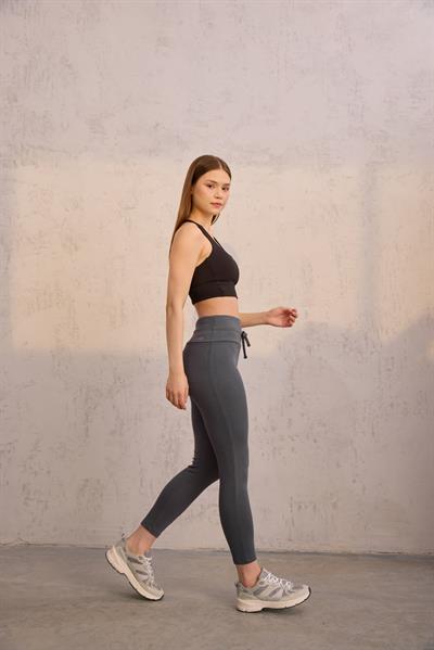 Yüksek Bel Tayt - Gizli Cep Füme