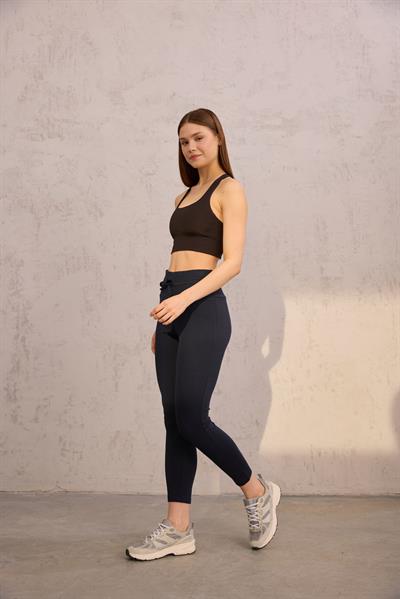 Yüksek Bel Tayt - Gizli Cep Lacivert