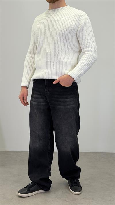 BAGGY TAŞ YIKAMALI JEAN SİYAH
