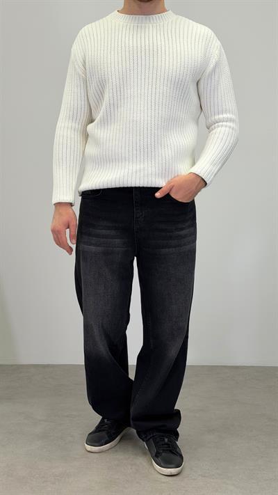 BAGGY TAŞ YIKAMALI JEAN SİYAH