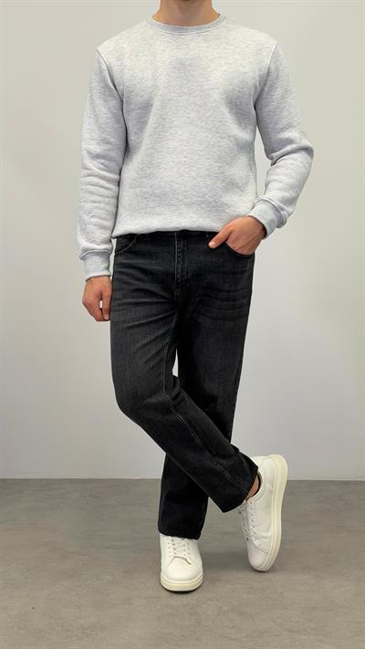 BİSİKLET YAKA BASİC SWEATSHİRT GRİ