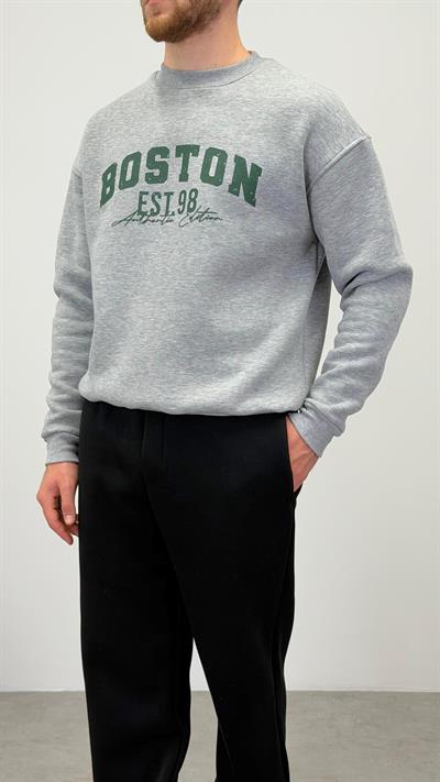 BOSTON BİSİKLET YAKA SWEATSHİRT GRİ