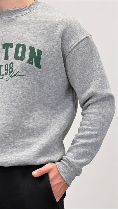 BOSTON BİSİKLET YAKA SWEATSHİRT GRİ