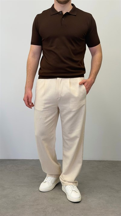 ÇİZGİLİ BAGGY PANTOLON BEJ