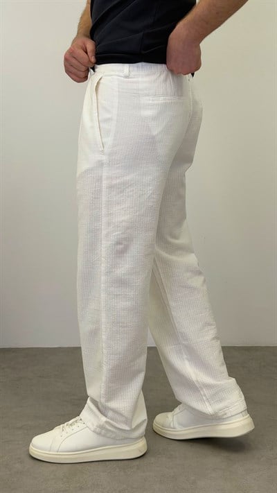 ÇİZGİLİ BAGGY PANTOLON BEYAZ
