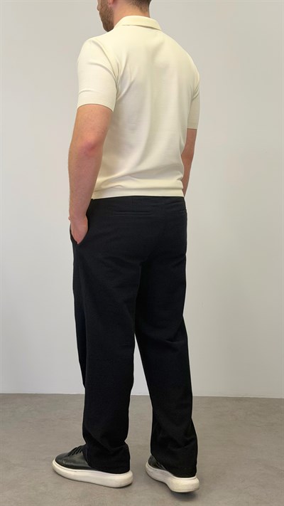 ÇİZGİLİ BAGGY PANTOLON SİYAH