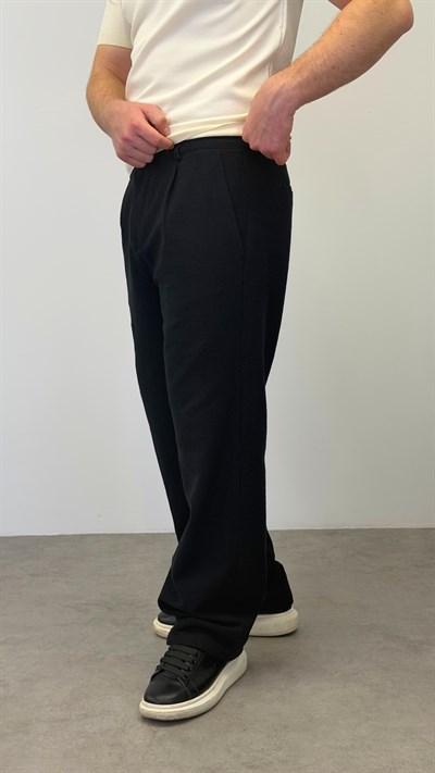 ÇİZGİLİ BAGGY PANTOLON SİYAH