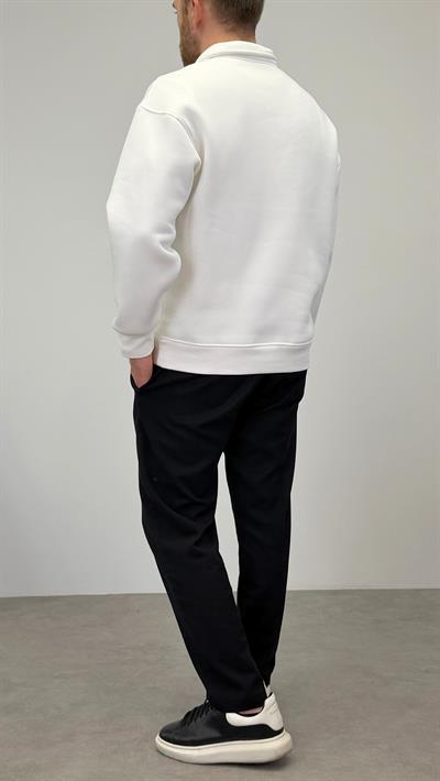 FERMUARLI SWEATSHIRT BEYAZ
