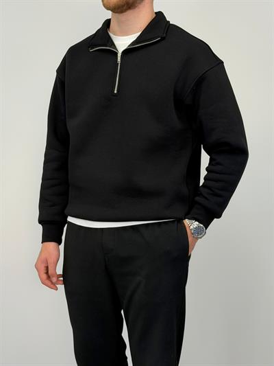FERMUARLI SWEATSHIRT SİYAH