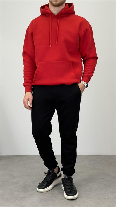 KAPŞONLU SWEATSHIRT KIRMIZI
