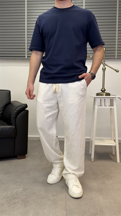 NAKIŞLI BAGGY PANTOLON BEYAZ