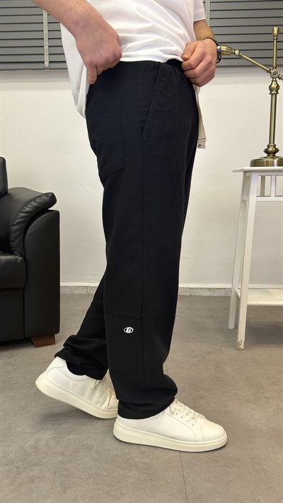 NAKIŞLI BAGGY PANTOLON SİYAH