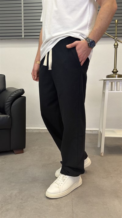 NAKIŞLI BAGGY PANTOLON SİYAH