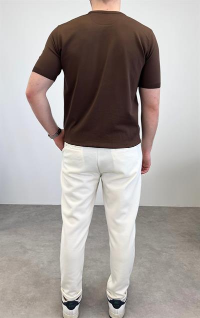 ÖRME BİSİKLET YAKA T-SHIRT KAHVERENGİ