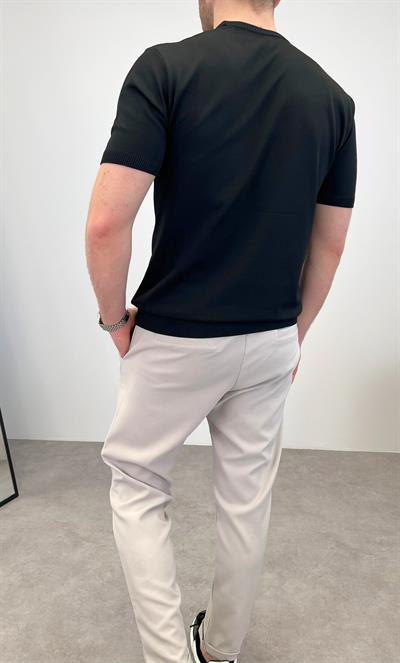 ÖRME BİSİKLET YAKA T-SHIRT SİYAH