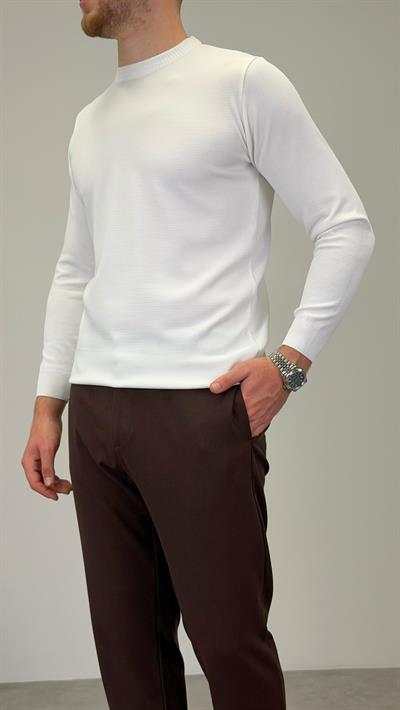 ÖRME BİSİKLET YAKA TRİKO BEYAZ