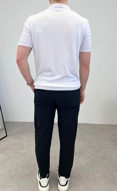 ÖRME POLO YAKA DÜĞMELİ T-SHIRT BEYAZ
