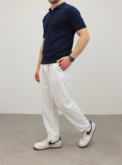 ÖRME POLO YAKA DÜĞMESİZ T-SHIRT LACİVERT