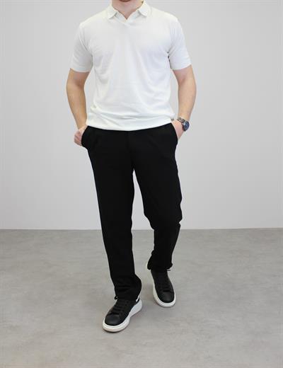 ÖRME POLO YAKA DÜĞMESİZ T-SHIRT BEYAZ