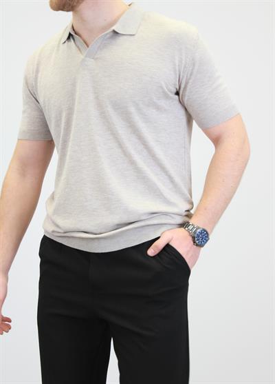 ÖRME POLO YAKA DÜĞMESİZ T-SHIRT TAŞ
