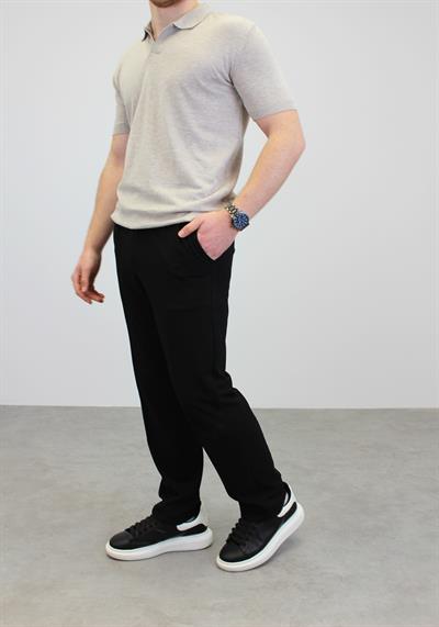ÖRME POLO YAKA DÜĞMESİZ T-SHIRT TAŞ
