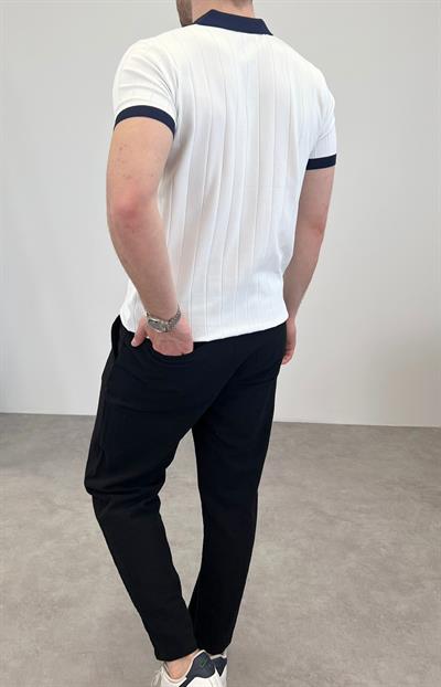 ÖRME POLO YAKA KALIN FİTİLLİ T-SHIRT