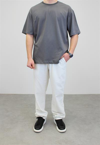 OVERSIZE BİSİKLET YAKA T-SHIRT FÜME