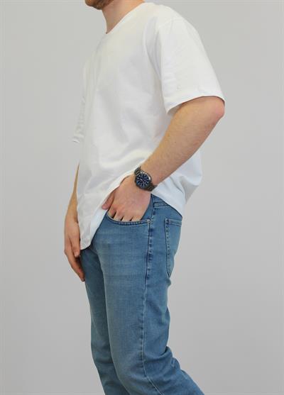 OVERSIZE BİSİKLET YAKA T-SHIRT BEYAZ