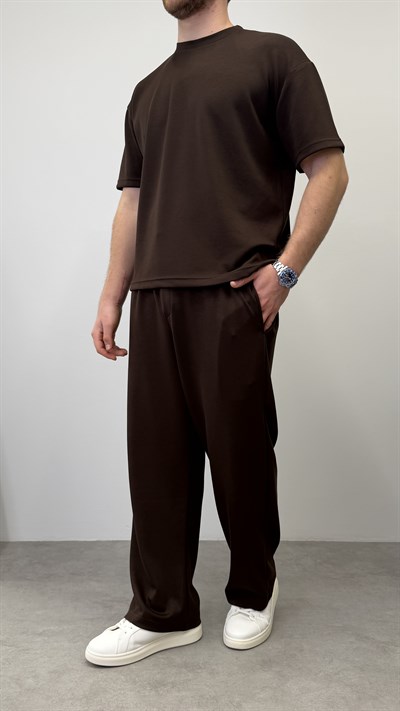 OYSHO KUMAŞ BAGGY KALIP PANTOLON ACI KAHVE