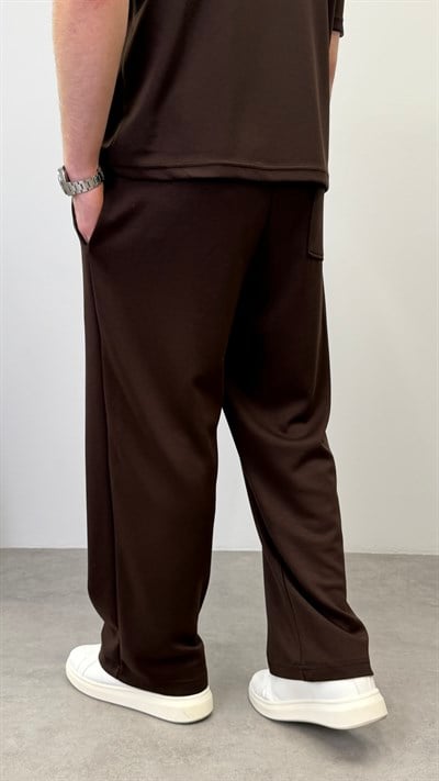 OYSHO KUMAŞ BAGGY KALIP PANTOLON ACI KAHVE
