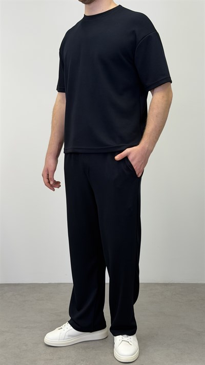 OYSHO KUMAŞ BAGGY KALIP PANTOLON LACİVERT