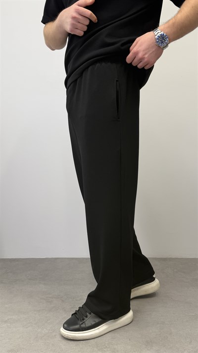 OYSHO KUMAŞ BAGGY KALIP PANTOLON SİYAH