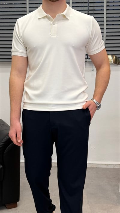 OYSHO KUMAŞ POLO YAKA T-SHIRT BEYAZ