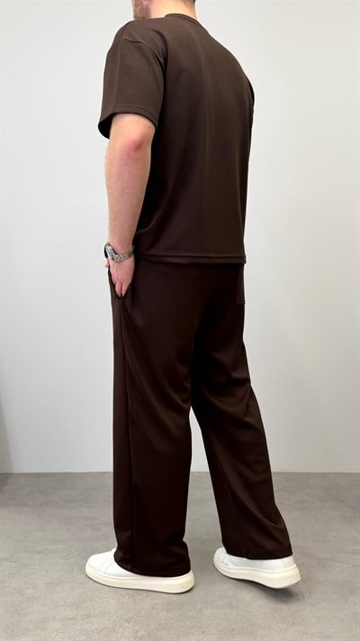OYSHO KUMAŞ YARIM OVERSİZE T-SHIRT ACI KAHVE