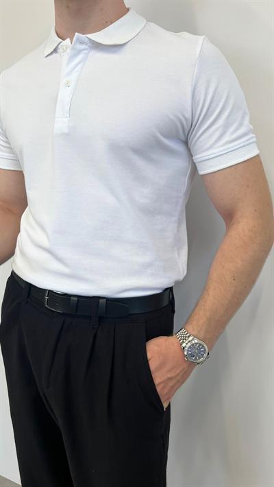 POLO YAKA TİŞÖRT PAMUKLU BEYAZ
