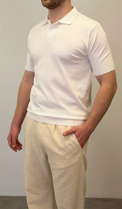 REGULAR POLO YAKA T-SHIRT BEYAZ