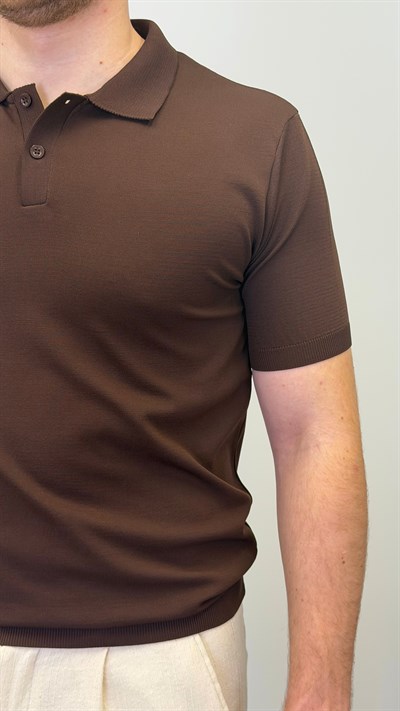 REGULAR POLO YAKA T-SHIRT KAHVERENGİ