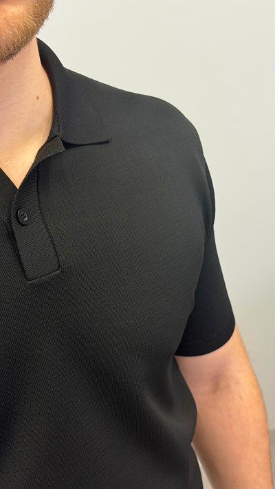 REGULAR POLO YAKA T-SHIRT SİYAH