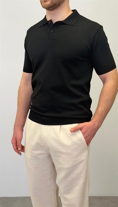 REGULAR POLO YAKA T-SHIRT SİYAH