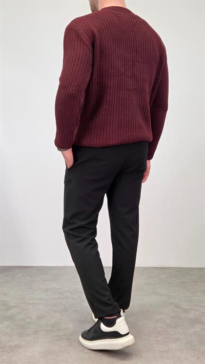 ZİNCİR DESEN KAZAK BORDO