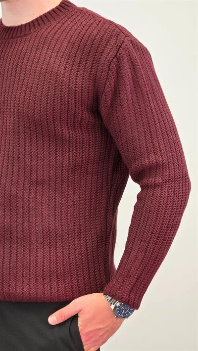 ZİNCİR DESEN KAZAK BORDO