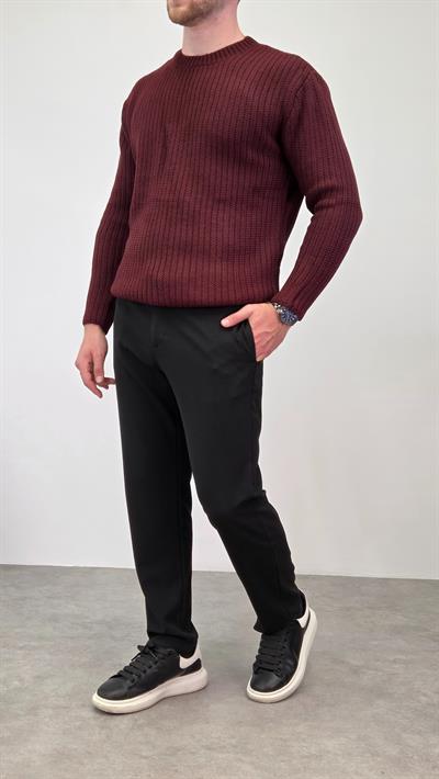 ZİNCİR DESEN KAZAK BORDO