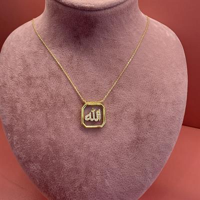 ALLAH YAZILI KARE GOLD KOLYE