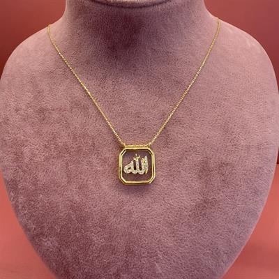 ALLAH YAZILI KARE GOLD KOLYE