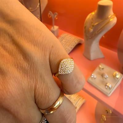 BADEM FULL TAŞLI SERÇE GOLD YÜZÜK