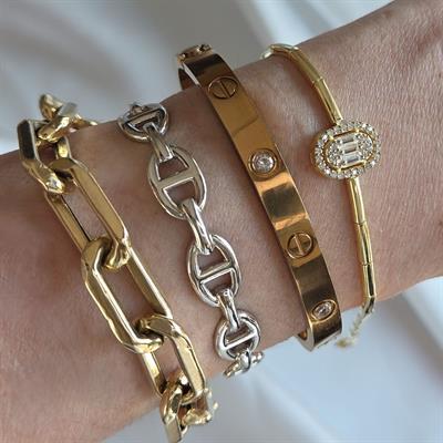BAGET TAŞLI GOLD BİLEKLİK