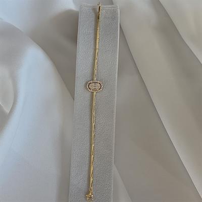 BAGET TAŞLI GOLD BİLEKLİK